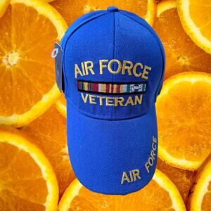 NWT DF Bright Blue Air Force Veteran Adjustable‎ Baseball Hat Cap